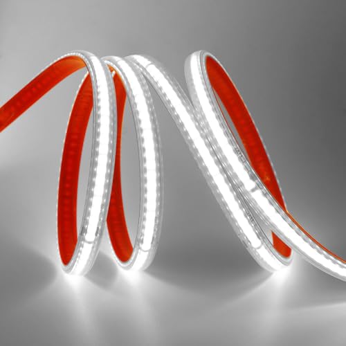 HEGEHE 230V COB LED Streifen, Alle 10cm schneiden, 240LEDs/m Superhell Hohe Dichte, Flexibles COB LED Lichtband Strip für DIY Festival Party Innendekoration (Weiß, 8M) von HEGEHE
