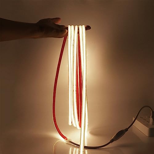 HEGEHE 230V COB LED Streifen Selbstklebend, 288leds/m Superhell Hohe Dichte, Flexibles COB LED Lichtband Strip für DIY Innenbeleuchtung Projekte (Naturweiß, 0.5M) von HEGEHE