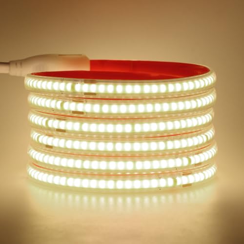 HEGEHE 230V COB Neon LED Streifen, 240LEDs/m Superhell Hohe Dichte IP65 Wasserdicht Diffusion Flex LED Schlauch für DIY Innen-und Außenbeleuchtung Projekte (Naturweiß, 35M) von HEGEHE