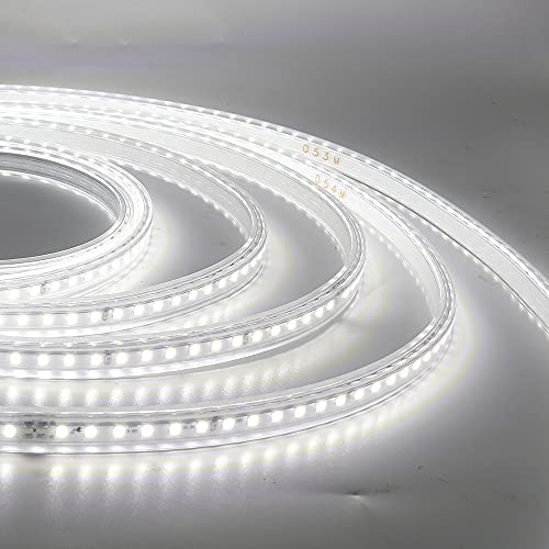 HEGEHE 3m Dimmbar LED Strip Streifen, AC 220V SMD 2835 120LEDs/m,Weiß LED Band Lichtleiste Lichtschlauch mit 15 Tasten Fernbedienun, Wasserdicht IP65 von HEGEHE