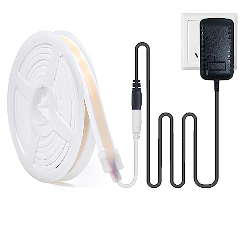 HEGEHE 5V COB LED Streifen, 320leds/m Superhell Hohe Dichte Licht, IP67 Wasserdicht Diffusion Flex LED Schlauch Schlafzimmer Küche Home Innendekoration (Naturweiß, 4M) von HEGEHE