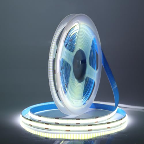 HEGEHE 8MM COB LED Streifen, 12V 320LEDs/m Superhell Hohe Dichte, Selbstklebend Flex LED Lichtband Strip für Hausbeleuchtung Party DIY Deko (Weiß, 0.5M) von HEGEHE