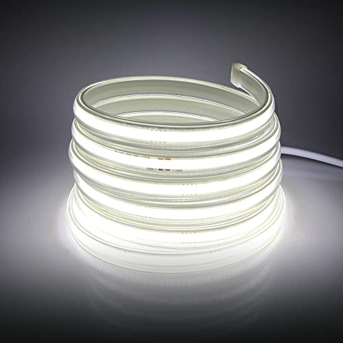 HEGEHE COB LED Streifen mit Schalter, 230V 360leds/m Superhell Hohe Dichte, IP65 Wasserdicht Superhell LED Lichtband für Innen Aussenbereich Heim Festival DIY Deko (Weiß, 10M) von HEGEHE