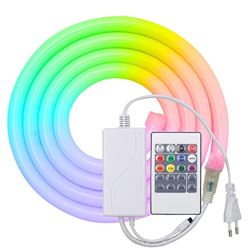 HEGEHE RGB Neon LED Streifen, 360° illumination Wasserdicht Diffusion Silikon Flexibel LED Lichtband Neon Schlauch für Innen Aussenbereich Heim DIY Festival Deko (2M) von HEGEHE
