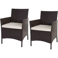 2er-Set Poly-Rattan Gartensessel Hamar, Korbsessel braun-meliert, Kissen creme von HEGELE