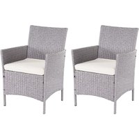 Hegele - 2er-Set Poly-Rattan Gartensessel Hamar, Korbsessel grau, Kissen creme von HEGELE
