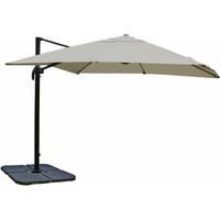 Gastronomie-Ampelschirm HHG-317, 3,5x3,5m (Ø4,95m) Polyester/Alu 25kg creme-grau mit Ständer, drehba von HEGELE