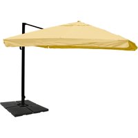 Gastronomie-Ampelschirm HHG-329, Sonnenschirm, 3x4m (Ø5m) Polyester/Alu 26kg Flap, creme mit Ständer, drehbar von HEGELE