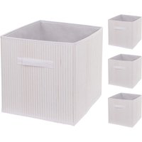 4er-Set Faltbox HHG-120, Korb Aufbewahrungskorb Ordnungsbox Sortierbox Aufbewahrungsbox, Bambus 32x32x32cm weiß von HEGELE