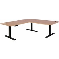 Hegele - Eck-Schreibtisch HHG-772, Computertisch elektrisch höhenverstellbar 178x178cm 84kg mvg hellbraun, schwarz von HEGELE