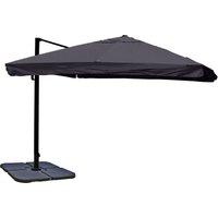Gastronomie-Ampelschirm HHG-979, 3x3m (Ø4,24m) Polyester Alu/Stahl 23kg Flap, anthrazit mit Ständer, drehbar von HEGELE