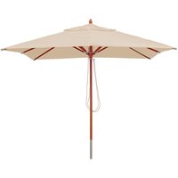 Hegele - Gastronomie Holz-Sonnenschirm HHG-525, Gartenschirm, Polyester/Holz 14kg, eckig 3x3m Seilzug stoßsicher creme von HEGELE