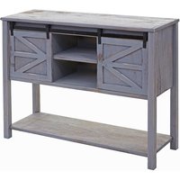 Neuwertig] Kommode HHG-642, Schiebetürenschrank Sideboard Schrank, Shabby-Look Vintage 81x102x34cm dunkelgrau von HEGELE