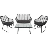Neuwertig] Polyrattan Garnitur HHG-947a, Garten Sofa Set Sitzgruppe Stuhl, Seil anthrazit, Polster anthrazit ohne Dekokissen von HEGELE