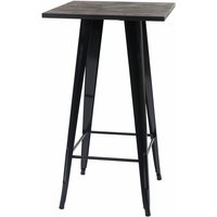 Neuwertig] Stehtisch HHG-401 inkl. Holz-Tischplatte, Bistrotisch Bartisch, Metall Industriedesign 107x60x60cm schwarz - black von HEGELE