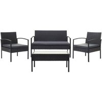 Neuwertig] Poly-Rattan Garnitur HHG-821, Balkon-/Garten-/Lounge-Set Sitzgruppe schwarz, Kissen dunkelgrau von HEGELE