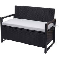 Poly-Rattan 2er Sitzbank HHG-564, Gartenbank Truhenbank, Staufach Aufbewahrung Sitzkissen anthrazit, Kissen grau von HEGELE