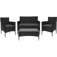 Poly-Rattan Garnitur HHG-813, Balkon-/Garten-/Lounge-Set Sofa Sitzgruppe schwarz, Kissen dunkelgrau Poly-Rattan Garnitur HHG-813, Balkon-/Garten-/Lounge-Set Sofa Sitzgruppe schwarz, Kissen dunkelgrau von HEGELE