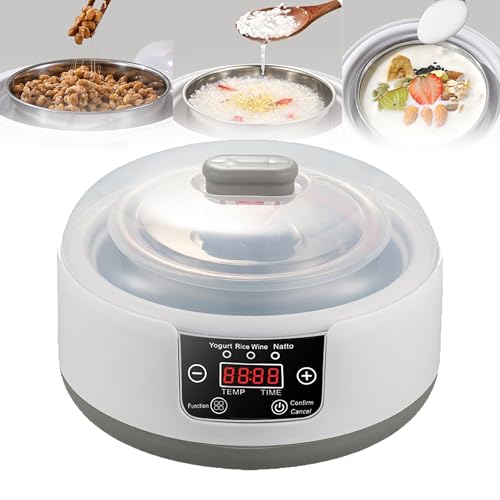 1,2 L All-in-One-Joghurtbereiter, Digitalanzeige/Edelstahl-Gärbehälter, Mit 5 × 100 Ml Gläsern, Smart-Timer, 360°-Heizung, Transparente Sichtabdeckung,A 1,2 L All-in-One-Joghurtbereiter, Digitalanzeige/Edelstahl-Gärbehälter, Mit 5 × 100 Ml Gläsern, Smart-Timer, 360°-Heizung, Transparente Sichtabdeckung,A von HEGGMKK