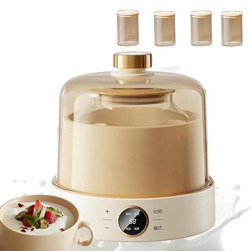 Automatischer Joghurtbereiter, 1 L Glaseinsatz / 180 Ml X 4 Kleine Becher, Hohe Temperatur, Leicht Zu Reinigen, Konstante Heiztemperatur, Mit Rutschfester Matte,B von HEGGMKK