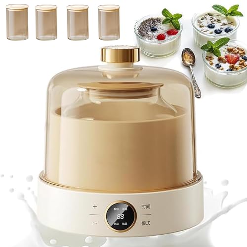 Joghurtbereiter Mit Temperaturregelung, 360°-Verpackung Und Fermentation, 1 L Weithals-Einsatz, Mit 4 Kleinen Bechern À 180 Ml, Für Joghurt, Natto, Kimchi,B Joghurtbereiter Mit Temperaturregelung, 360°-Verpackung Und Fermentation, 1 L Weithals-Einsatz, Mit 4 Kleinen Bechern À 180 Ml, Für Joghurt, Natto, Kimchi,B von HEGGMKK