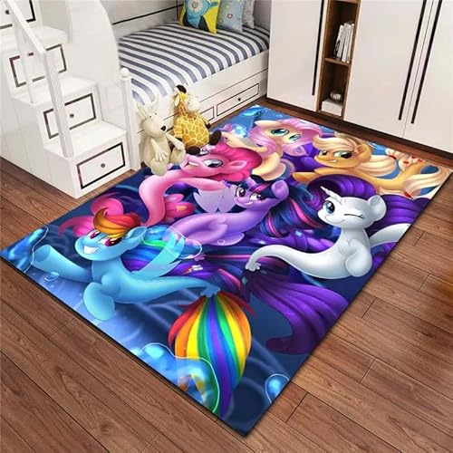 HEHEDITAN Anime My Little Pony Cartoon Teppich Geeignet Für Wohnzimmer- Und Schlafzimmerdekoration Rutschfester Teppich Geschenk 120X180Cm von HEHEDITAN
