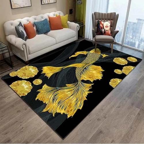 HEHEDITAN Goldfisch Muster Teppich, Wohnzimmer Teppich, Küchenteppich, Heimdekoration 40x60cm von HEHEDITAN