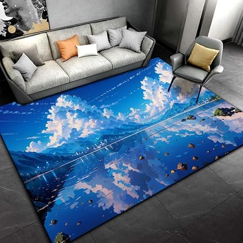 HEHEDITAN Wohnzimmer Anime Landschaft Teppich Heimdekoration Große Fläche Teppich Schlafzimmer Boden Teppich Anti-Rutsch Geschenk 120X180Cm von HEHEDITAN