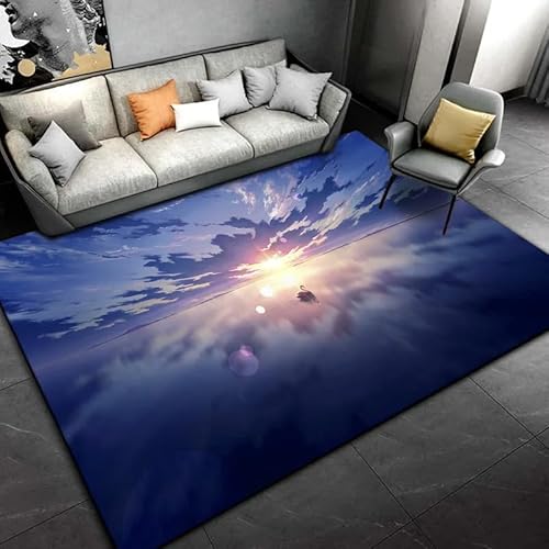 HEHEDITAN Wohnzimmer Anime Landschaft Teppich Heimdekoration Große Fläche Teppich Schlafzimmer Boden Teppich Anti-Rutsch Geschenk 50X70Cm von HEHEDITAN