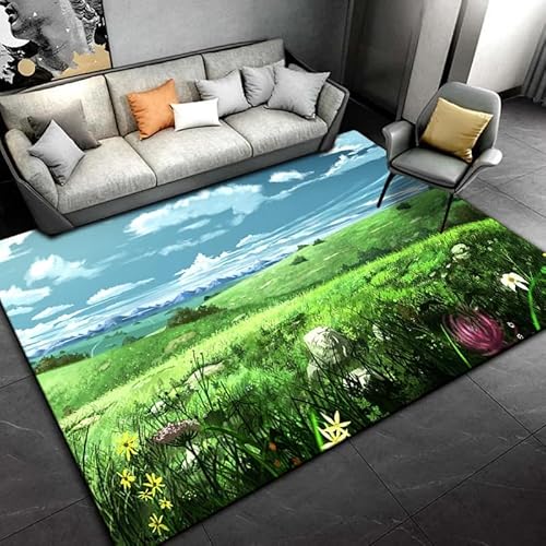 HEHEDITAN Wohnzimmer Anime Landschaft Teppich Heimdekoration Große Fläche Teppich Schlafzimmer Boden Teppich Anti-Rutsch Geschenk 50X70Cm von HEHEDITAN