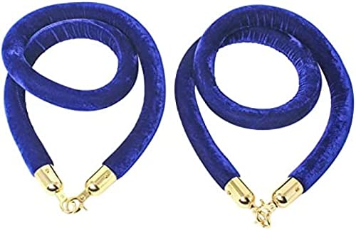 Blaues 2er-Pack Rungenseil aus Samt mit vergoldeten Haken, Warteschlangenseile zur Massenkontrolle, 1,5 m lang von HEHEXIQH