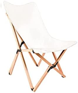 KlappstuhlMassivholz-Klappstuhl, tragbarer Lounge-Sessel aus Segeltuch für den Außenbereich, verdickter Schmetterlingsstuhl aus beigem Segeltuch, Stuhl für Camping am StrandTragbarer Klappst von HEHEXIQH