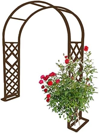 Metallbogen Gartenlauben Spalier Torbogen für Kletterpflanzen Rosen Ranken, 55" 71" 87" 102" 126" breit Outdoor-Hochzeitsdekorationsbögen mit Sockel, Schwarz/Braun/Dunkelgrün/Weiß (Farbe: Sc von HEHEXIQH