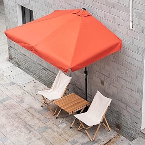 Rechteckiger Outdoor-Tischschirm für die Wand, Halbschirm mit Fransen, tragbarer Terrassenschirm, Kurbel-Balkon-Gartenschirm, Orange von HEHEXIQH