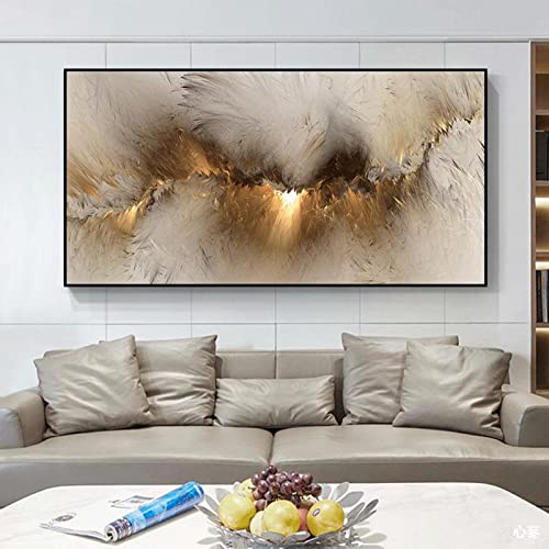 Abstrakt Leinwand Malerei Gold Aurora Wandbild Kunst Druck Poster Schlafzimmer Wohnzimmer Dekoration Rahmenlos (50 x100cm) von HEHGVCF