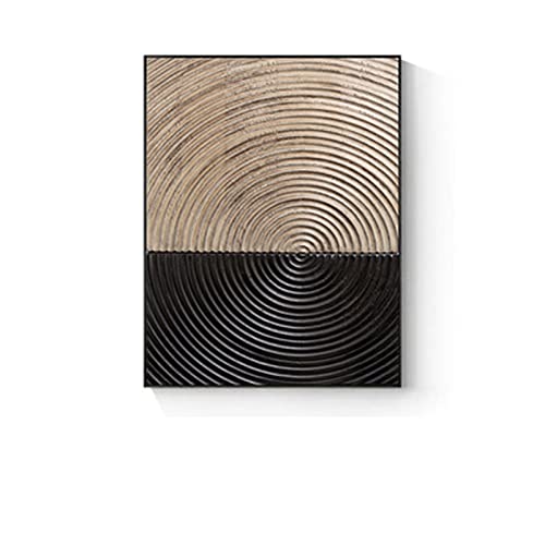 HEHGVCF 3 Stück Leinwand Bilder Schwarz Gold Jahresring Linien Wandbilder Wohnzimmer Home Deko Modern Wandbild Deko Leinwandbild Wanddeko Ohne Rahmen (A,60 x 90cm) von HEHGVCF