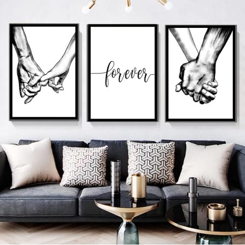 HEHGVCF 3-teiliges PremiumPoster-Set, Ohne Rahmen,Künstlerische Brief Wohnzimmerdekoration Malerei,Wand Deko Bild Hand in Hand Poster (3 stuck,40 x 60cm) von HEHGVCF