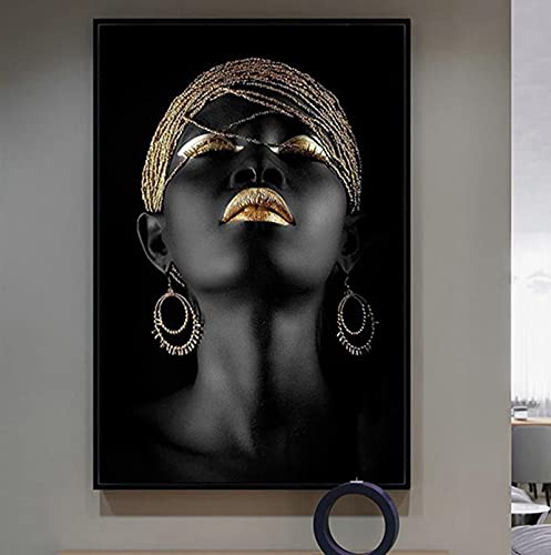 HEHGVCF 3er Set Leinwandbilder Gold Afrikanische Frau Poster Auf Leinwand Vintage Home Dekor Ohne Rahmen (C,50x100cm) von HEHGVCF