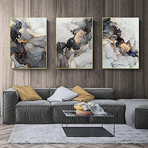 HEHGVCF 3er Set Wandbilder,Abstrakt Schwarz und Weiß Grau Leinwand Poster Deko Wandkunst Bild,Home Deko Bilder für Schlafzimmer und Wohnzimmer,Ohne Rahmen (A,50 x70cm) von HEHGVCF