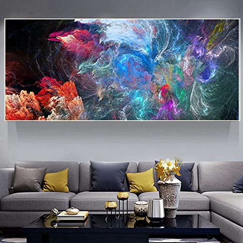 HEHGVCF Abstrakt Leinwandbilder 80x160cm Abstrakt Leinwand Bunte Aurora Bild auf Leinwand Wandbild Kunstdruck Wandbild Wohnzimmer Deko Ohne Rahmen (Bunte B,80x160cm) von HEHGVCF