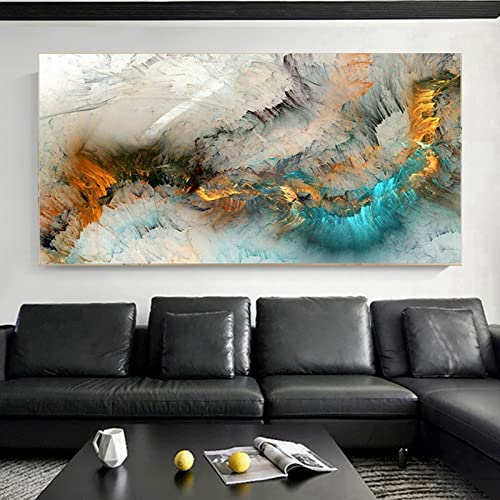 HEHGVCF Abstrakt Leinwandbilder Gold Geometrischer Marmor Leinwandbilder Bild auf Wandbilder Wohnzimmer Moderne Bilder Wanddekoration Rahmen (Blau,60x120cm) von HEHGVCF
