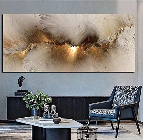 HEHGVCF Abstrakte Bilder Wohnzimmer Leinwand Gold Polarlicht Wolke,Poster XXL Gold,Abstrakte Moderne Leinwandbilder 80x160cm,Wohnkultur Wandmalereien,Ohne Rahmen (Gold,40x80cm) von HEHGVCF