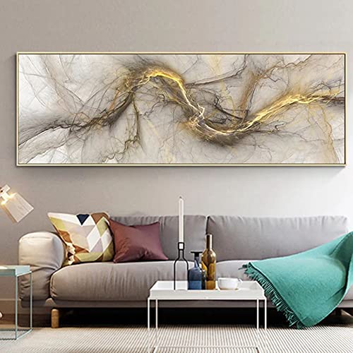 HEHGVCF Abstrakte Leinwand Gold,Groß: 60x180cm,Abstrakte Moderne Leinwandbilder,Abstrakte Bilder Wohnzimmer Leinwand Gold,Wandbild XXL Print Bilder,Ohne Rahmen (Gold,50x150cm) von HEHGVCF