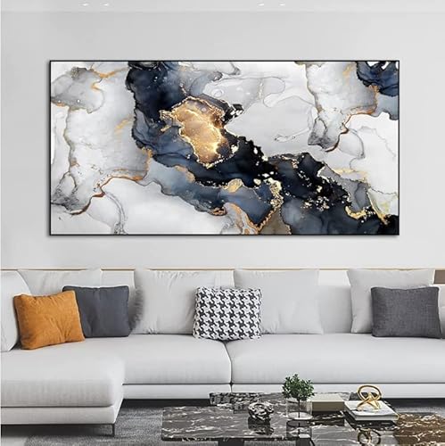 HEHGVCF Abstrakte Leinwand Marmor Bild 80X160cm, Marmor auf vlies leinwand, Marmor Bild Grau, Wohnzimmer Home Dekoration Bild Rahmenlos (Grau,80x160cm) von HEHGVCF