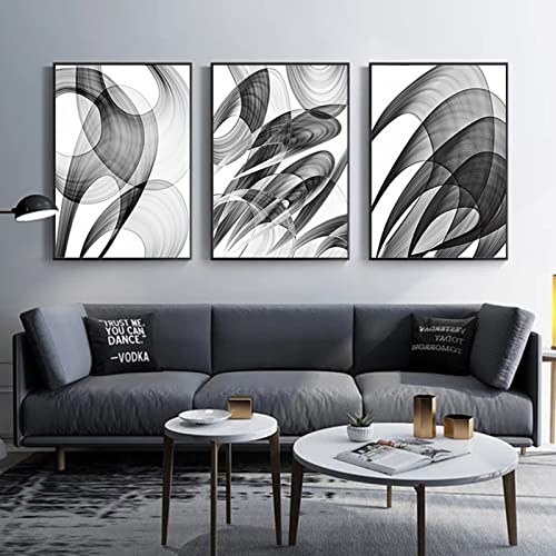 HEHGVCF Abstrakte Leinwandbilder,Abstrakte Kunst Line Wandbilder,Schwarz Weiß Bilder,Mode Retro Kunstdrucke Bilder Wohnzimmer Deko Ohne Rahmen (C,50 x70cm) von HEHGVCF