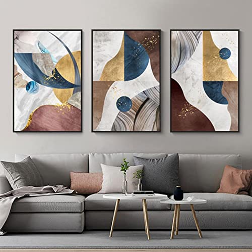 HEHGVCF Leinwand Bilder 3er Set Blau Grün Modern Nordisch Stil Abstrakt Geometrie Bilder Farbblock Marmor Leinwand Kunstdruck Bilder Wandbild Für Wohnzimmer Dekor Rahmenlos (C,40 x 60cm) von HEHGVCF