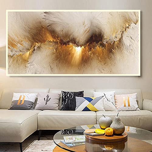 HEHGVCF Leinwand Bilder Gold Abstrakte Leinwandbilder Kunstdrucke Wanddekoration Leinwand XXL 80x160cm Abstrakte Bilder Wohnzimmer Leinwand Gold Ohne Rahmen (Gold,50x100cm) von HEHGVCF