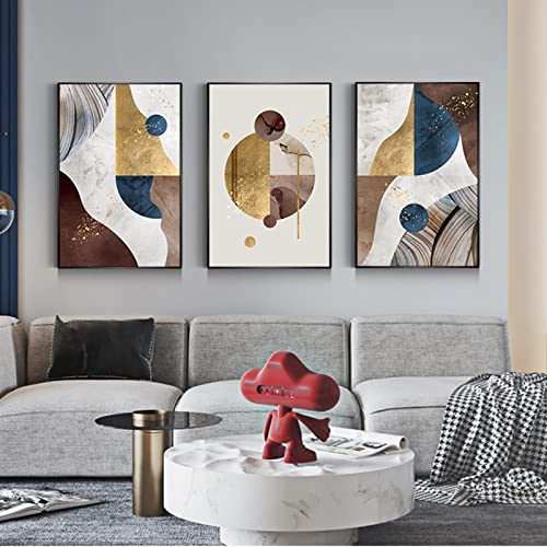 HEHGVCF Leinwandbild Goldener Marmor,Abstrakter Gold Blau Geometrie Bild, Modern Kunstdruck Bild auf Leinwand,Wohnzimmerdekor Ungerahmt (C,40 x 60cm) von HEHGVCF