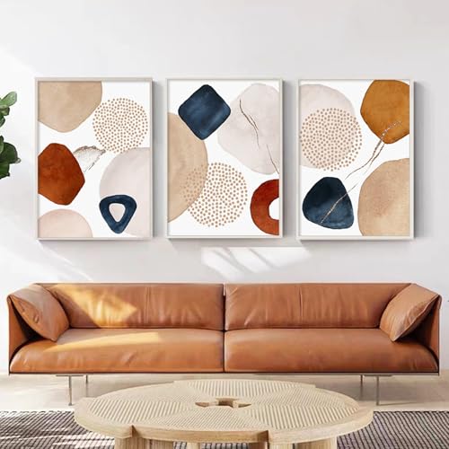 HEHGVCF Leinwandbilder Beige,Moderne Abstrakte Leinwandbilder,3er Abstrakt Poster Set,Wandbilder Beige Leinwandbilder Ohne Rahmen (B,40 x 60cm) von HEHGVCF