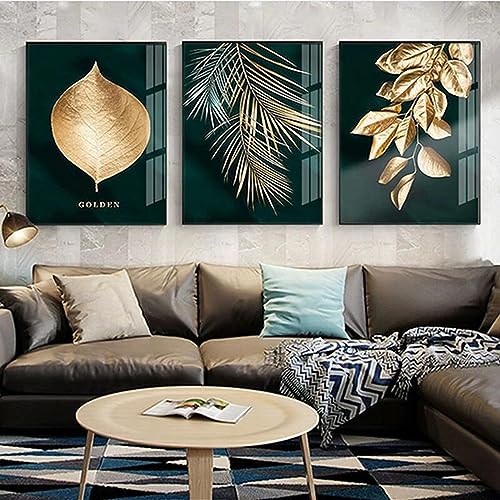 HEHGVCF Modern Einfachheit Pflanzen Leinwand Poster,Schwarzes Gold Bild,Gold Ginkgo Biloba Wandbilder,Bilder für Wohnzimmer Schlafzimmer Deko Gold Rahmenlos (C,20 x 30cm) von HEHGVCF